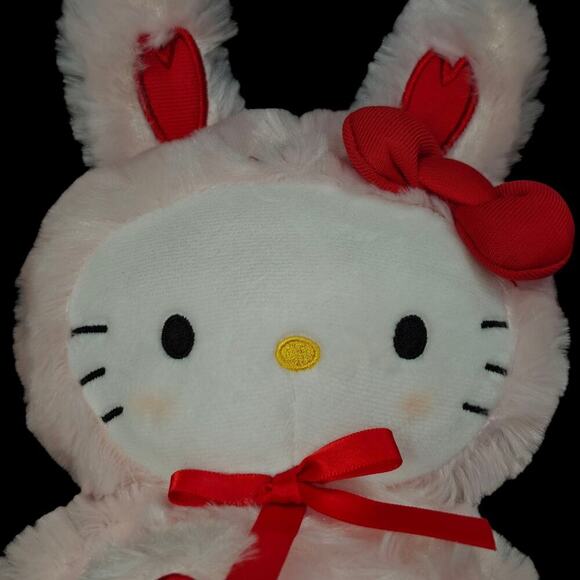 Hello Kitty Pink Valentines Day Bunny Suit Plush Toy Red Hearts 2019 Sanrio NWT - Picture 2 of 8